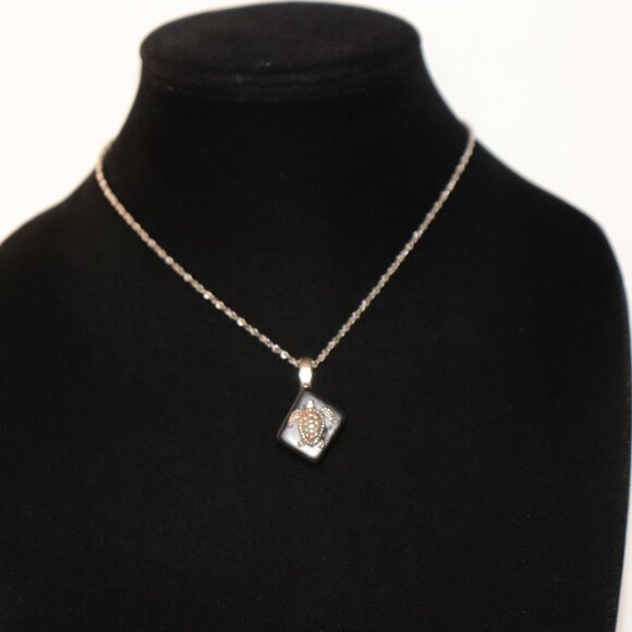 🐢 Silver & Black Turtle Pendant Necklace – 15"  🖤 - Picture 6 of 6